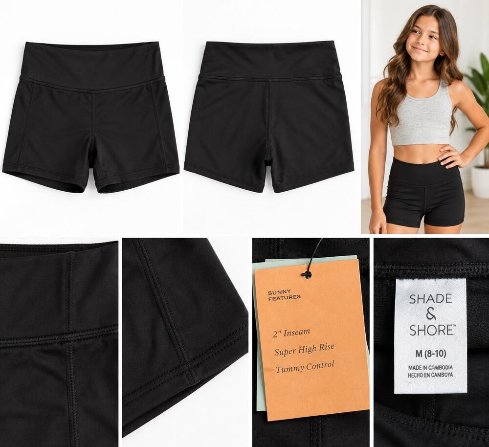 Shade & Shore Women’s Black Super High-Rise Swim Shorts – Size Medium (8–10)